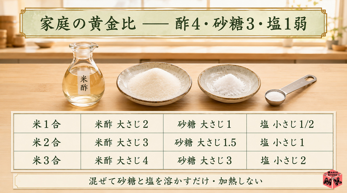 寿司シャリ 合わせ酢・家庭の黄金比