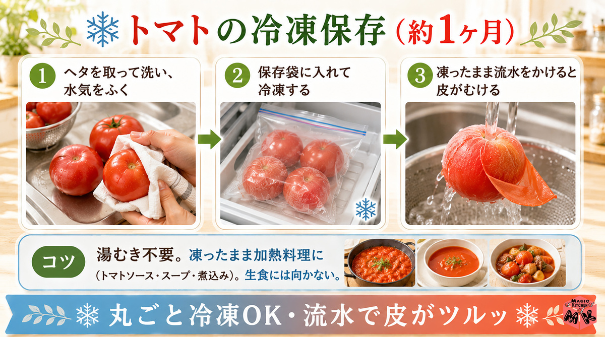 トマトの冷凍保存・皮むき