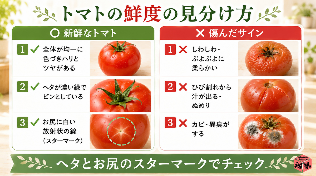 トマトの鮮度の見分け方