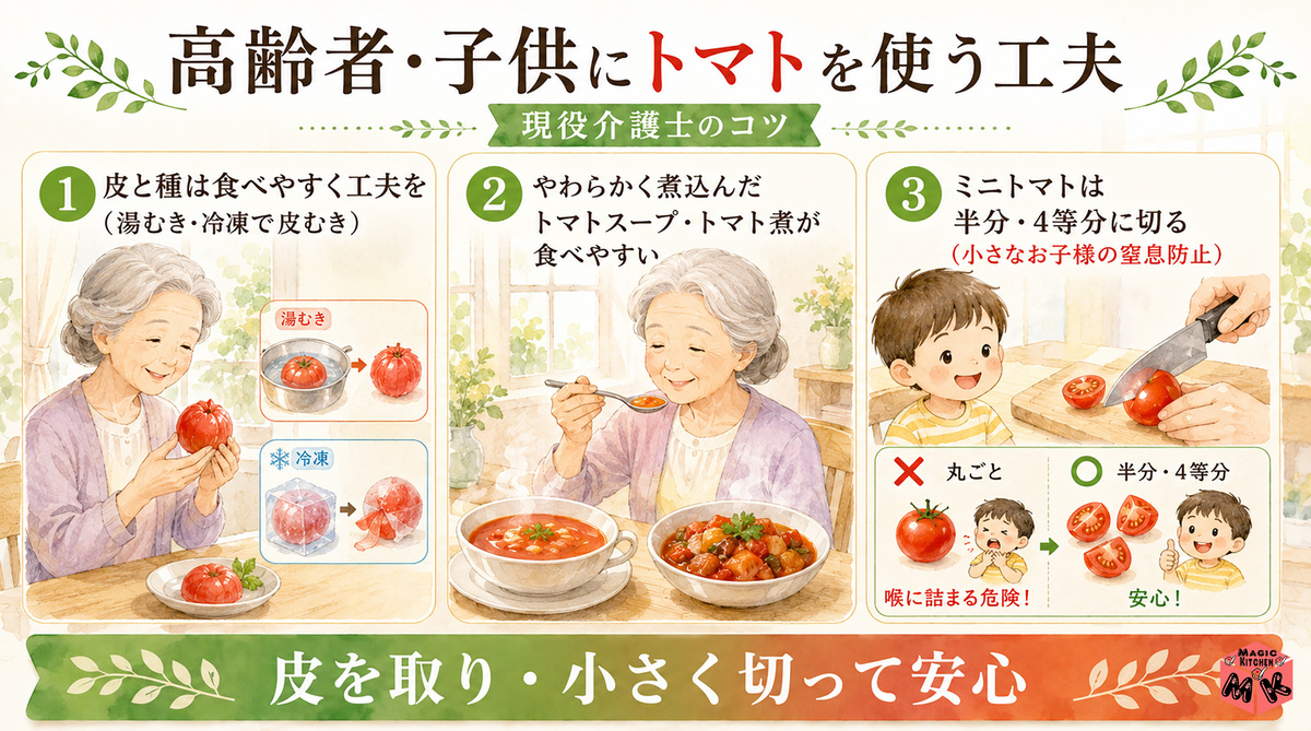 高齢者・子供にトマト工夫