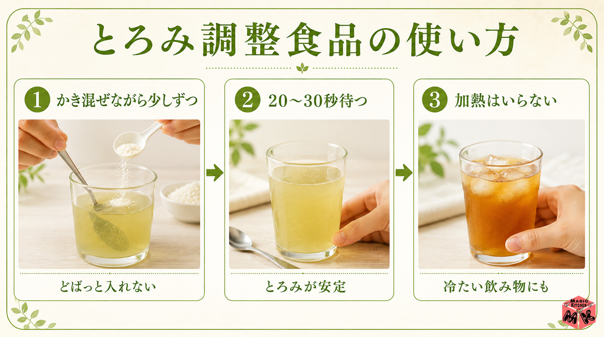 とろみ調整食品の使い方3ステップ