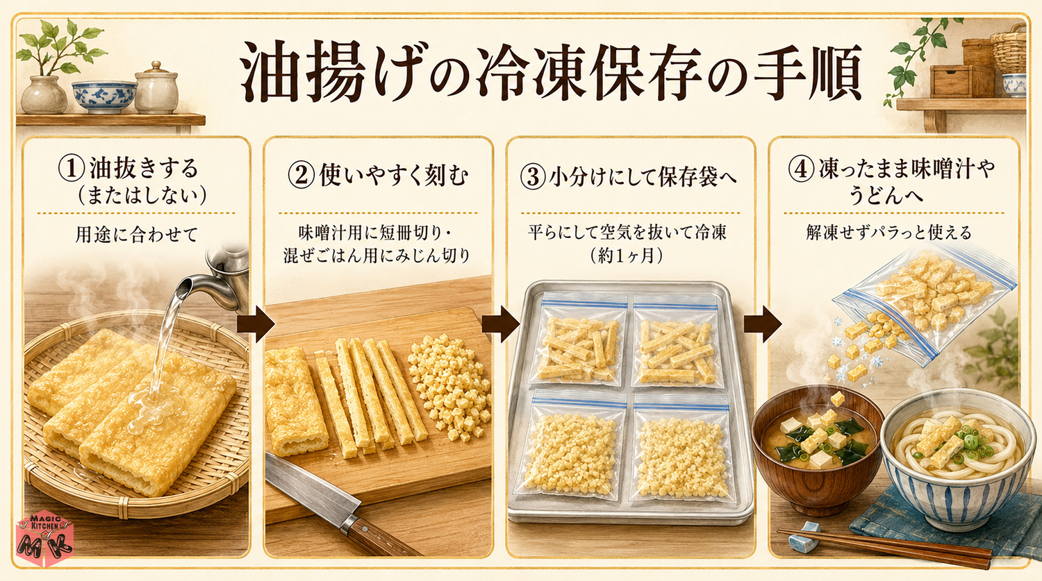 油揚げの冷凍保存のやり方