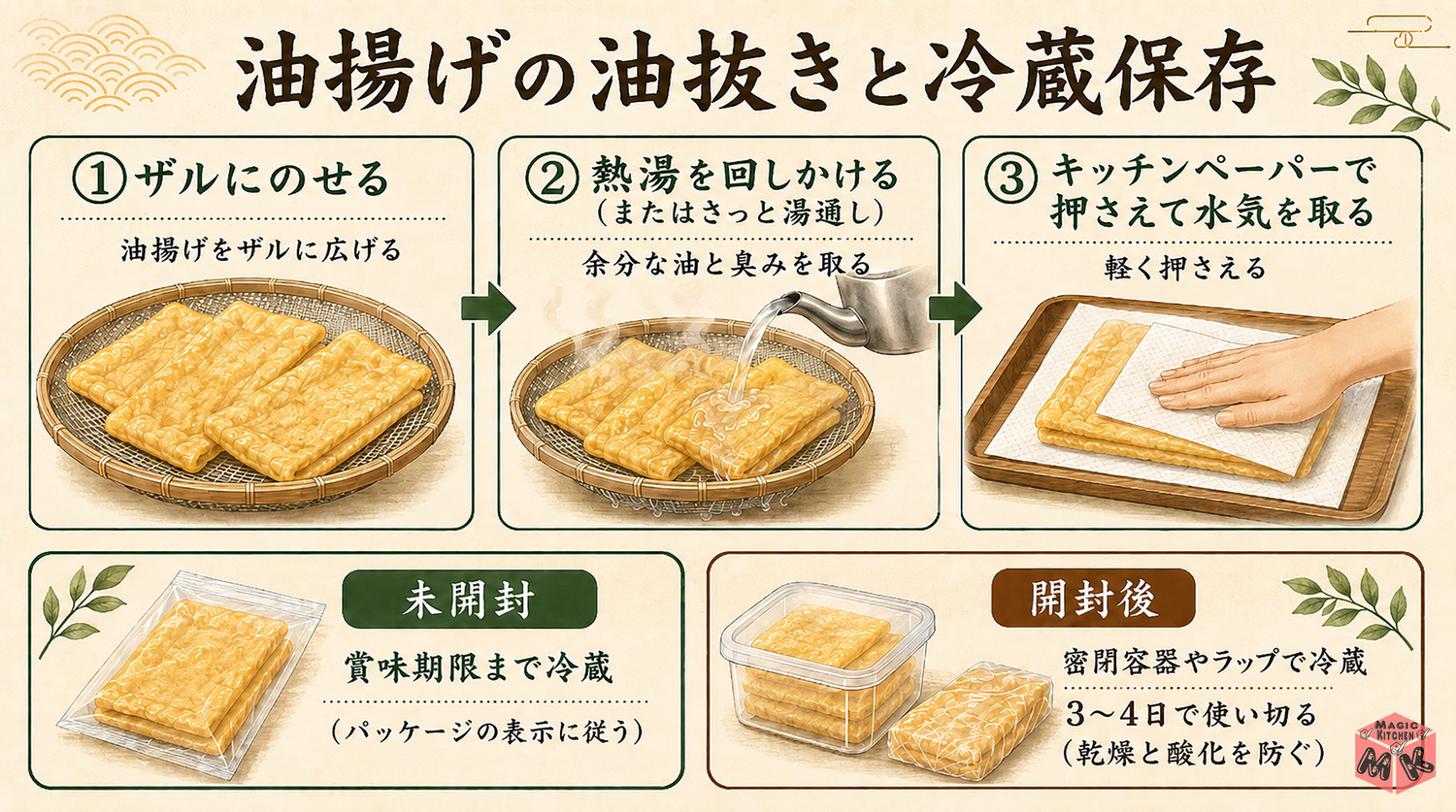 油揚げの冷蔵保存の正しい方法