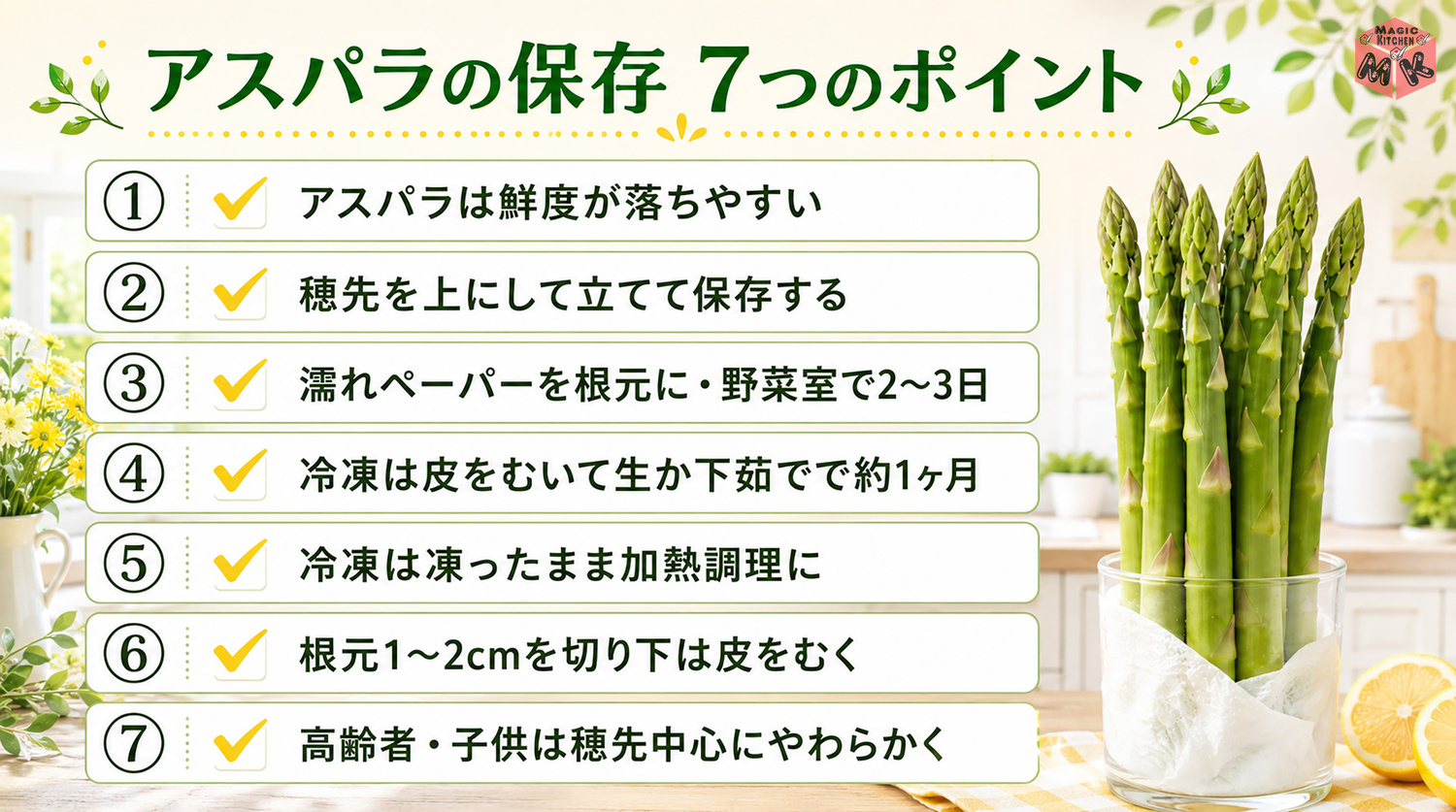 アスパラ保存の7つのポイントまとめ