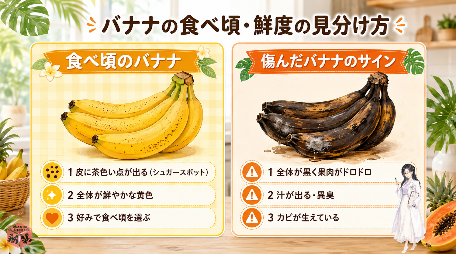 バナナの食べ頃と傷んだものの見分け方