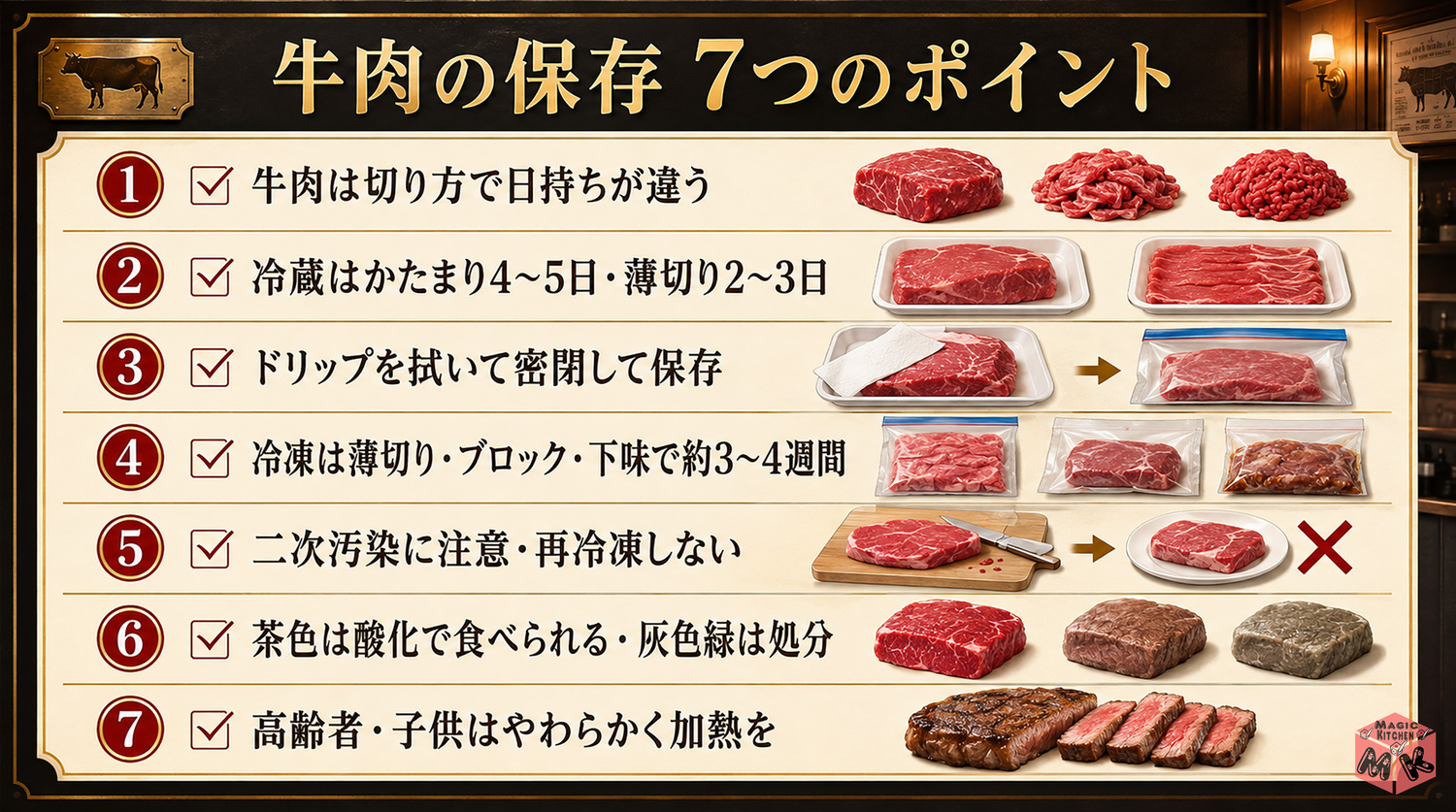 牛肉保存の7つのポイントまとめ
