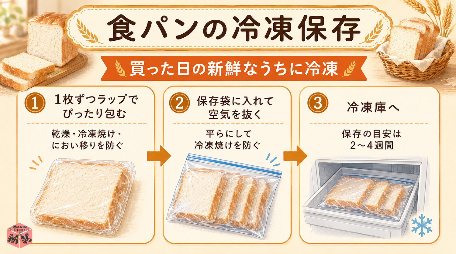 食パンの冷凍保存のやり方