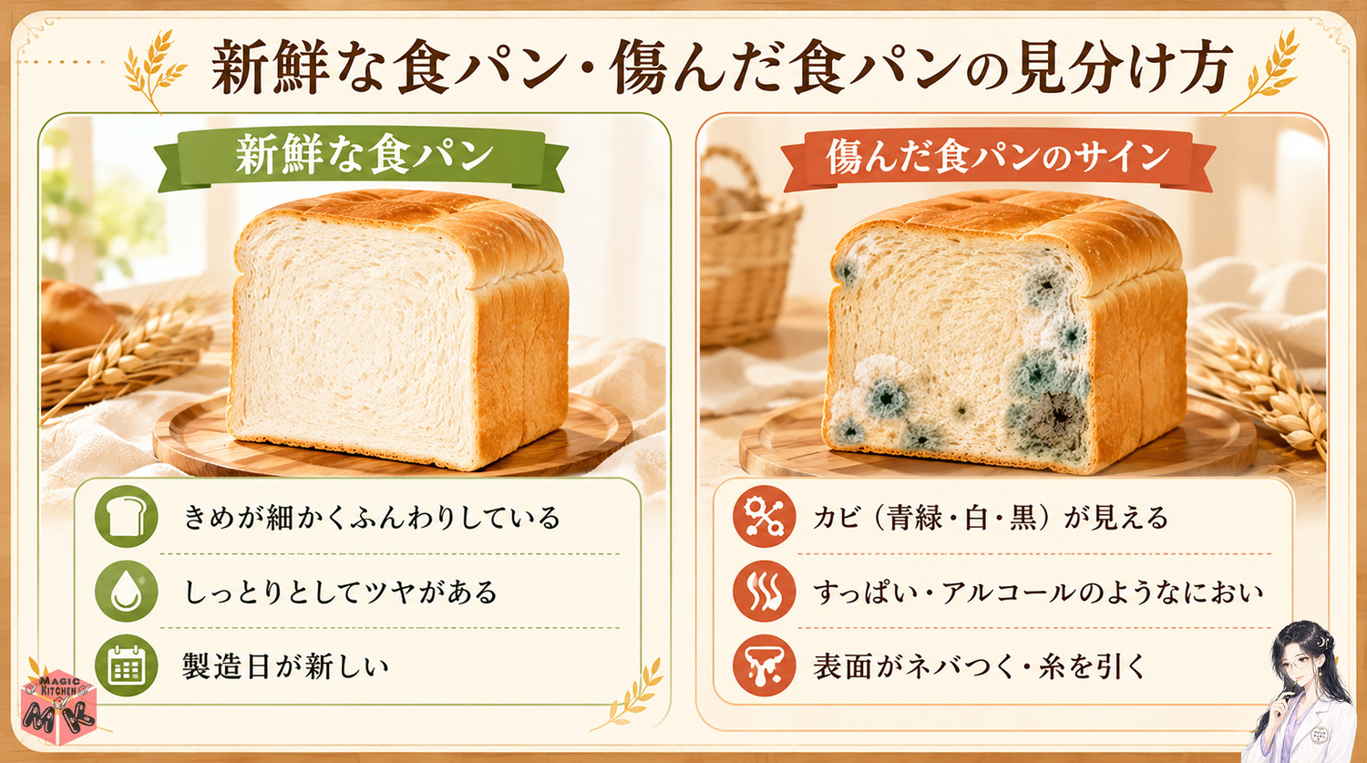 新鮮な食パンと傷んだ食パンの見分け方