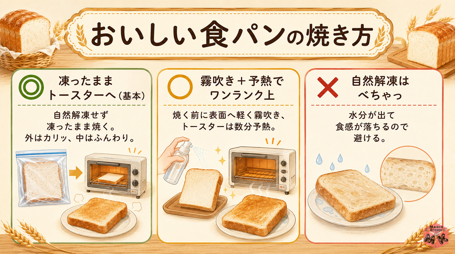 冷凍食パンの解凍・焼き方のコツ