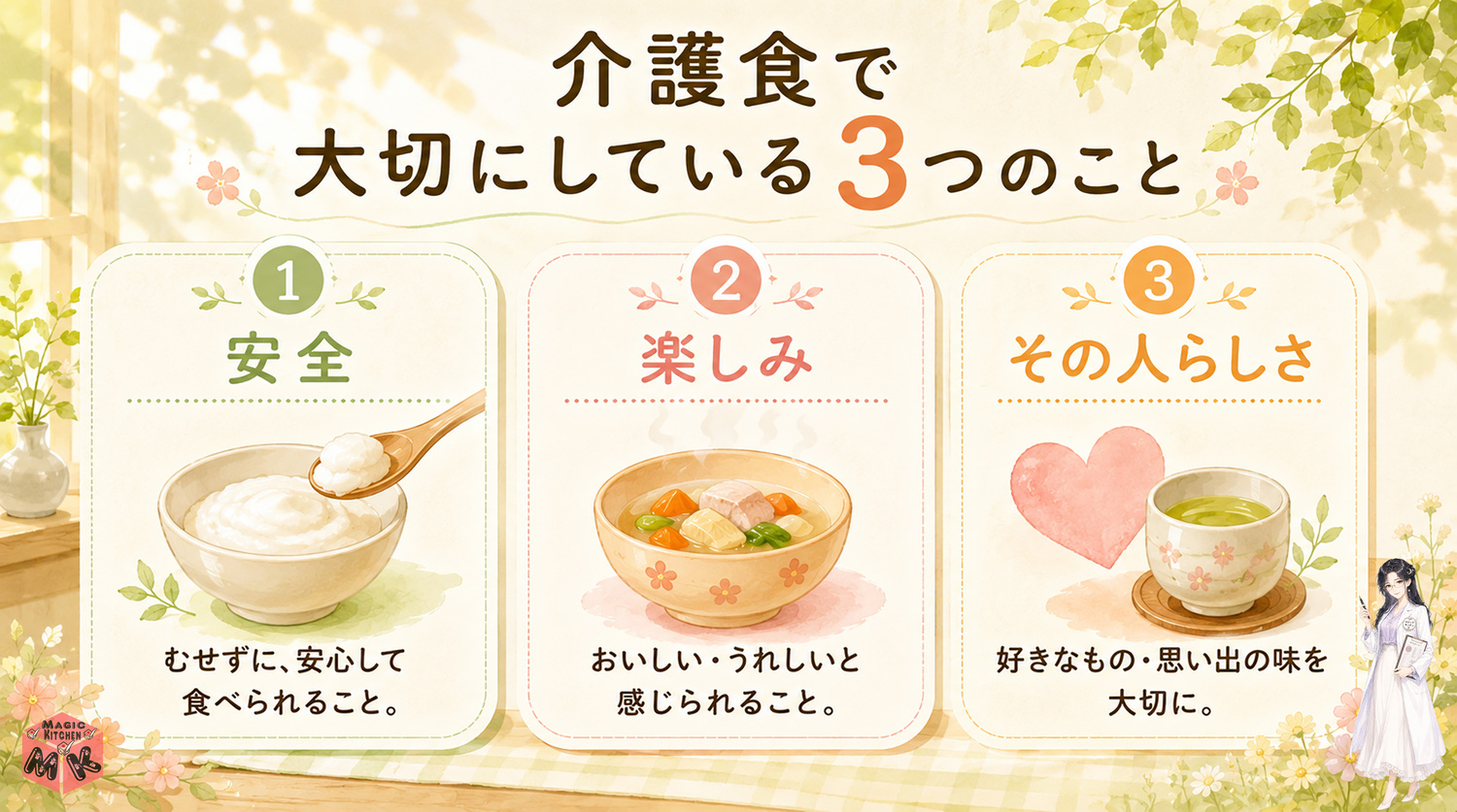 介護食で大切にしている3つのこと