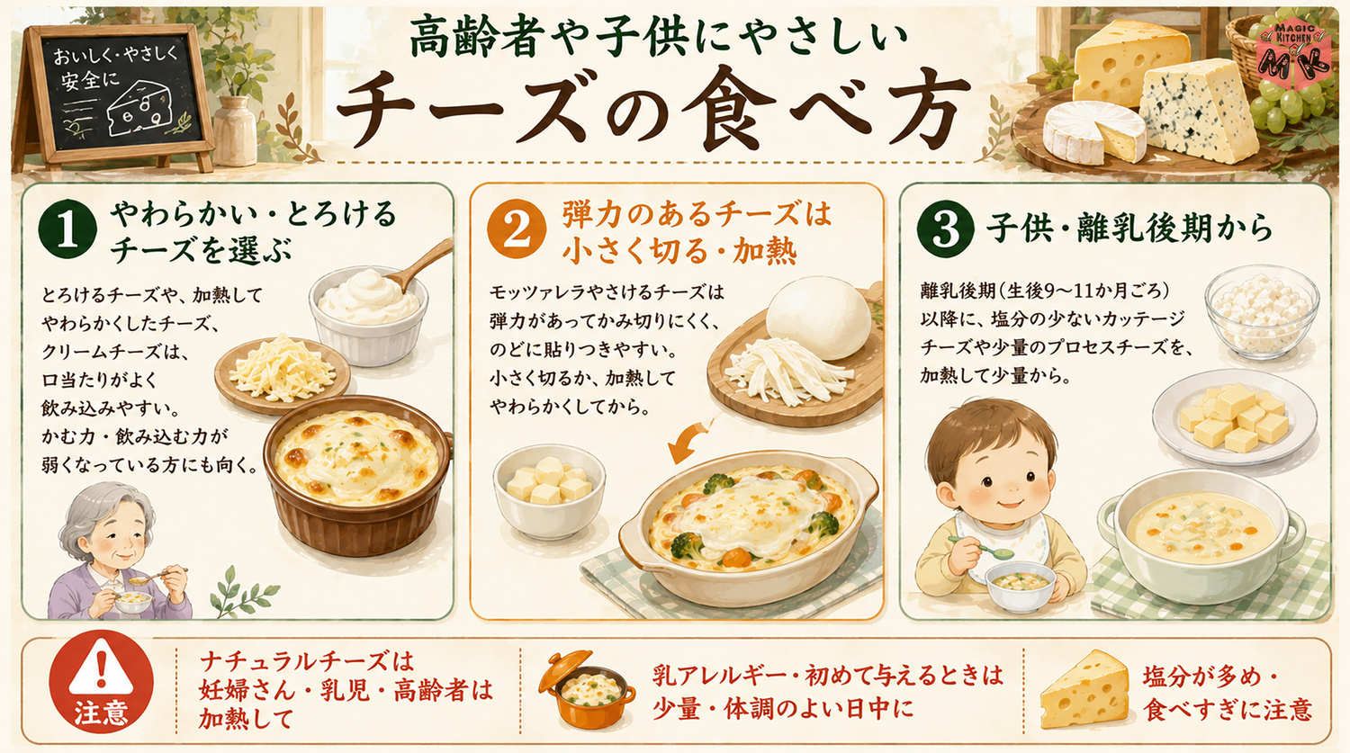 高齢者や子供にやさしいチーズの食べ方