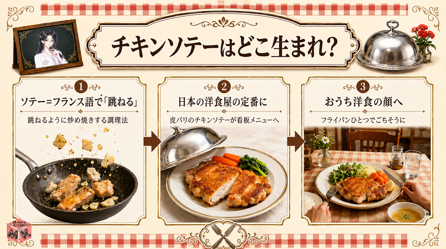 チキンソテーはどこ生まれかの発祥インフォグラフィック