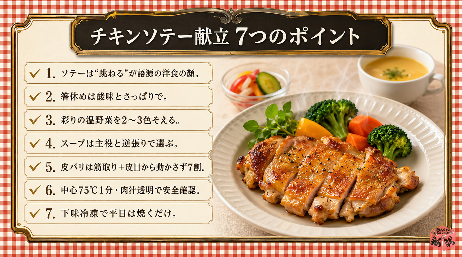 チキンソテーの献立のまとめの実写