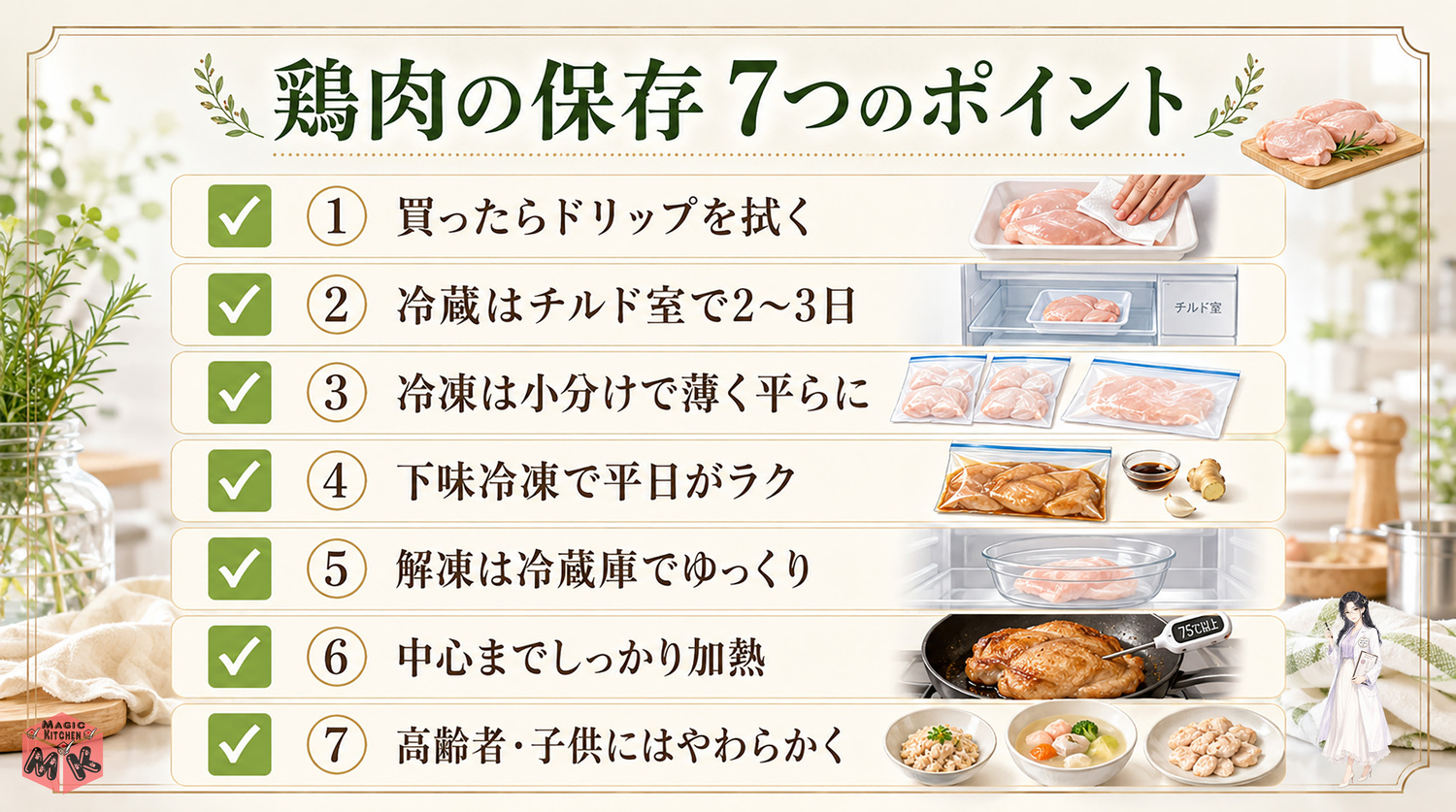 鶏肉保存の7つのポイントまとめ