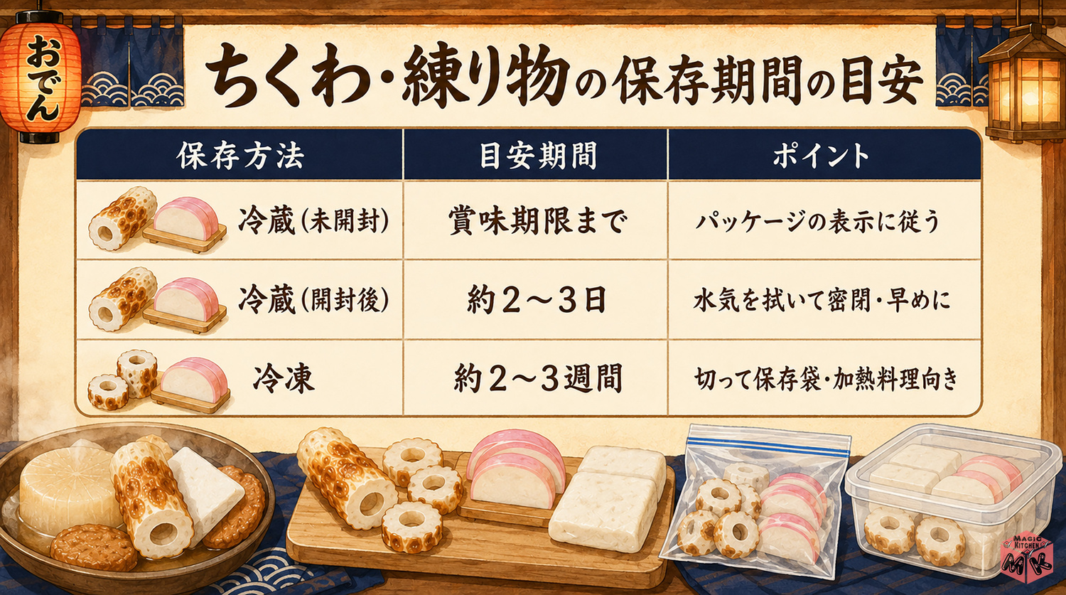 練り物の保存期間の早見表