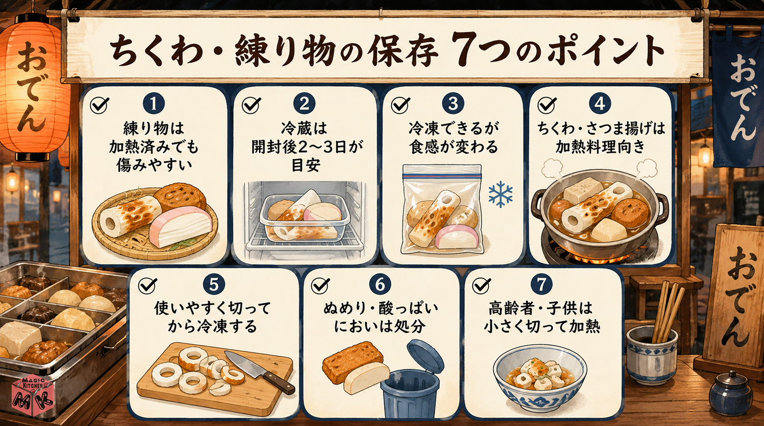 ちくわ・練り物保存の7つのポイントまとめ