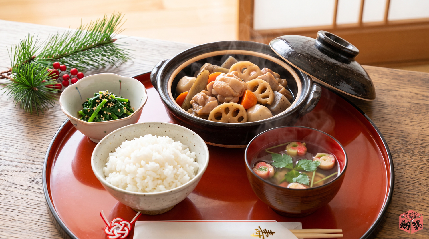 筑前煮の献立A メニューの配膳図