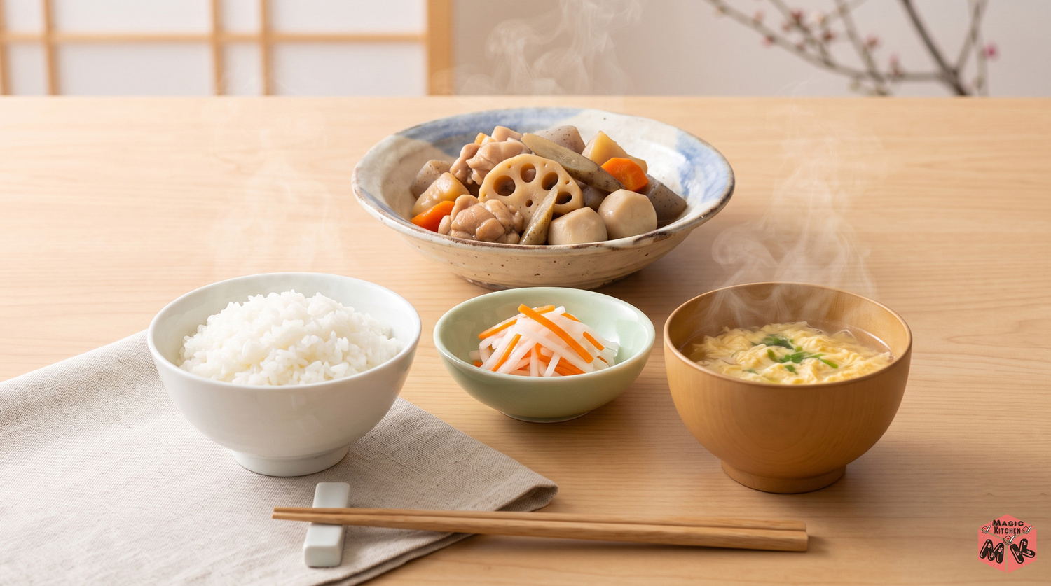 筑前煮の献立B メニューの配膳図