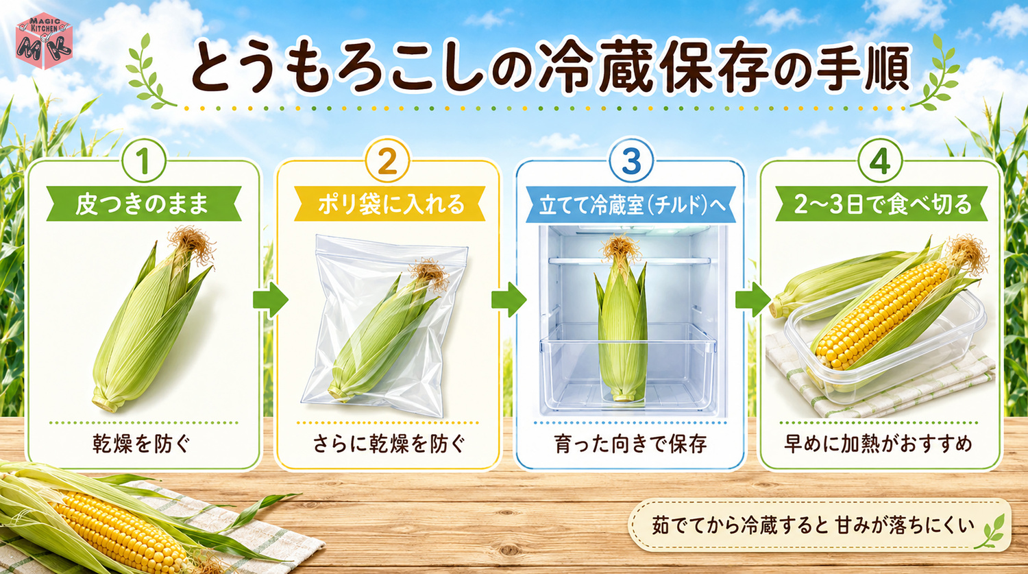 とうもろこしの冷蔵保存の正しい方法
