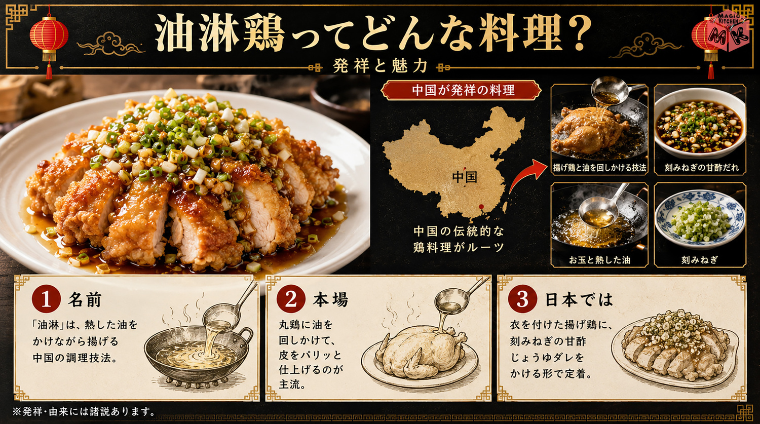 油淋鶏の発祥と由来を示す図解