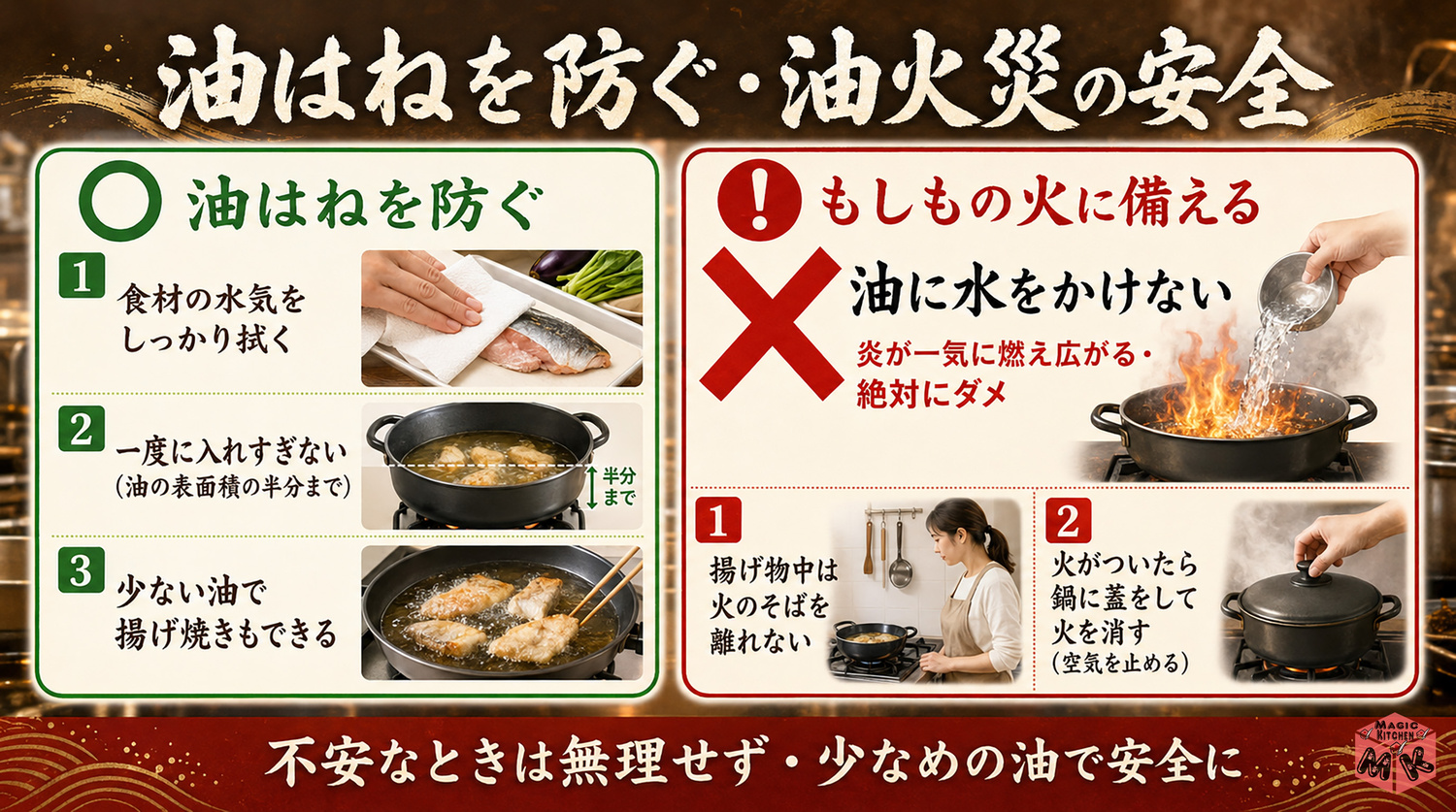 油はねを防ぐ・失敗しないコツ