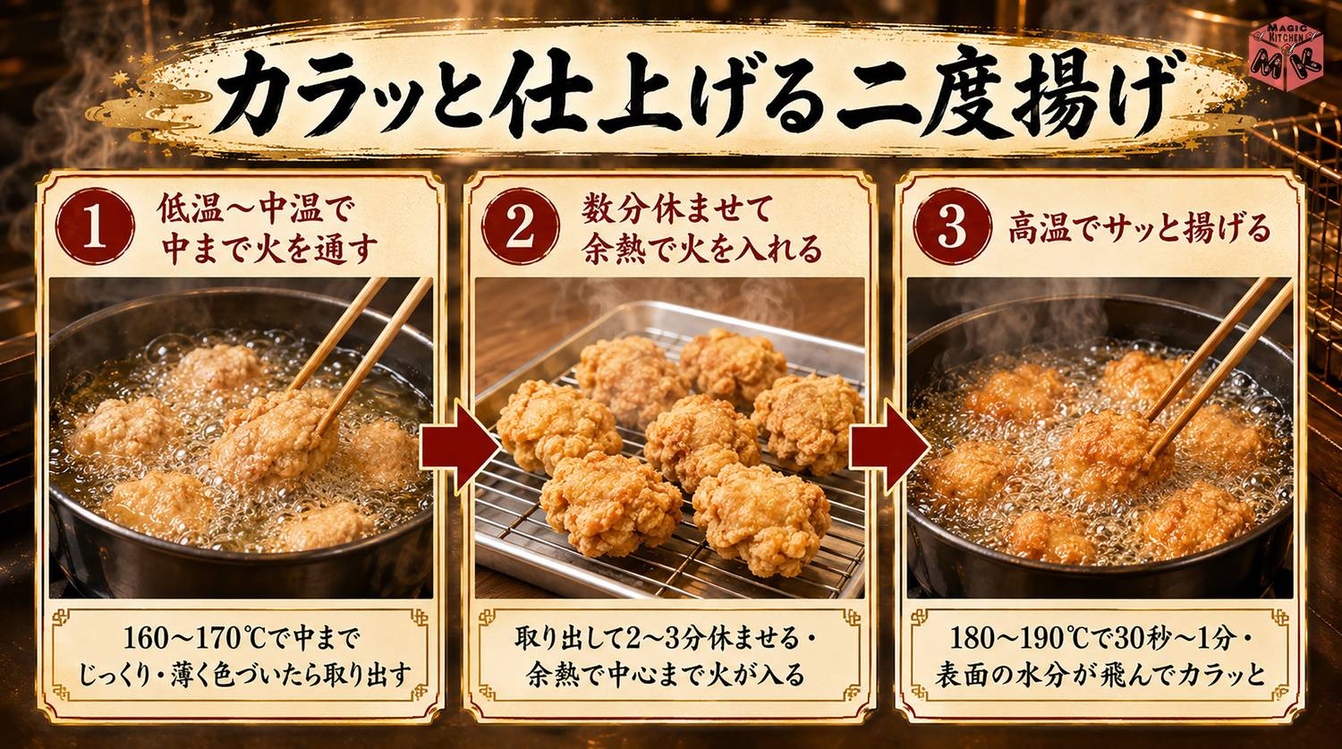 カラッと仕上げる二度揚げ