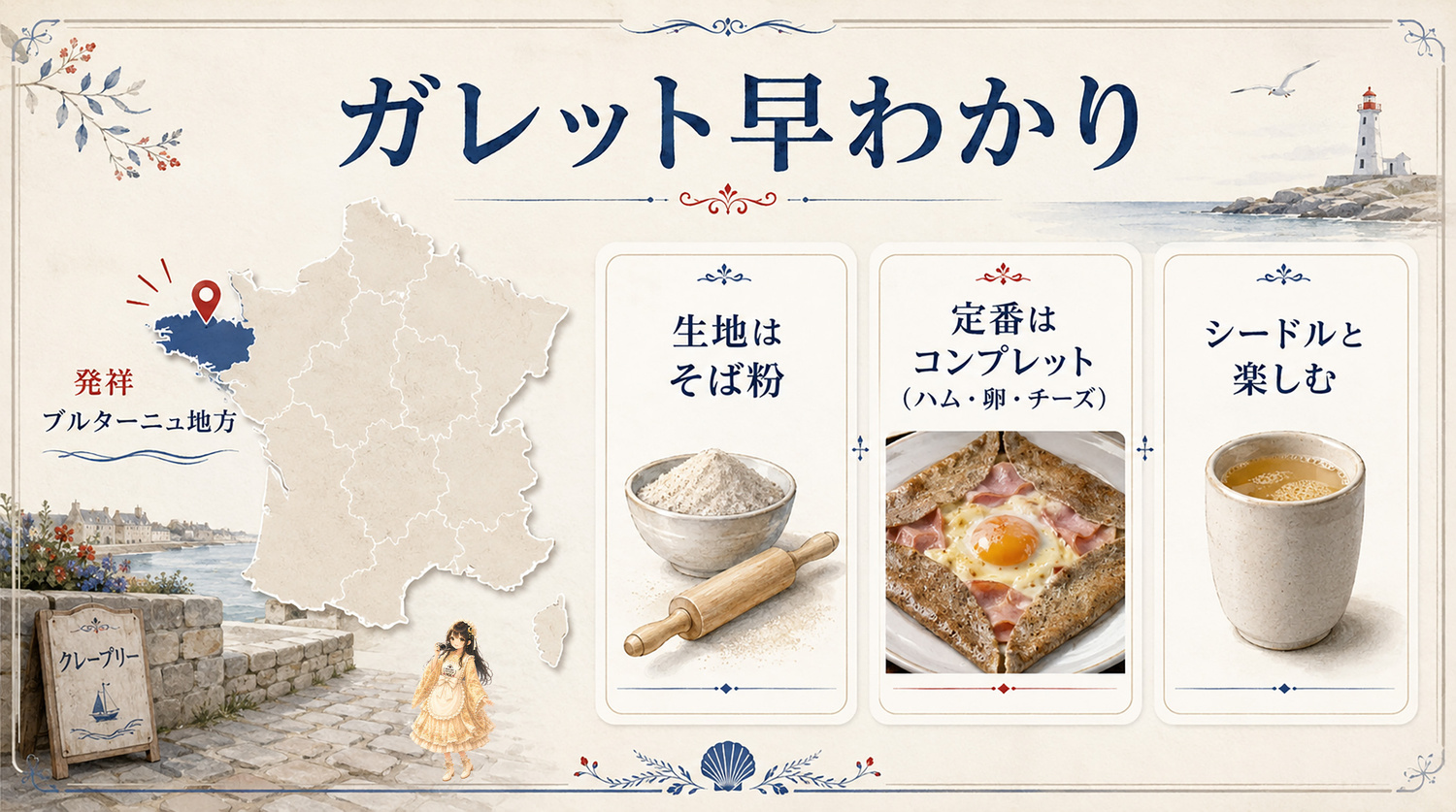 ガレット早わかり(ブルターニュ発祥・そば粉)図解