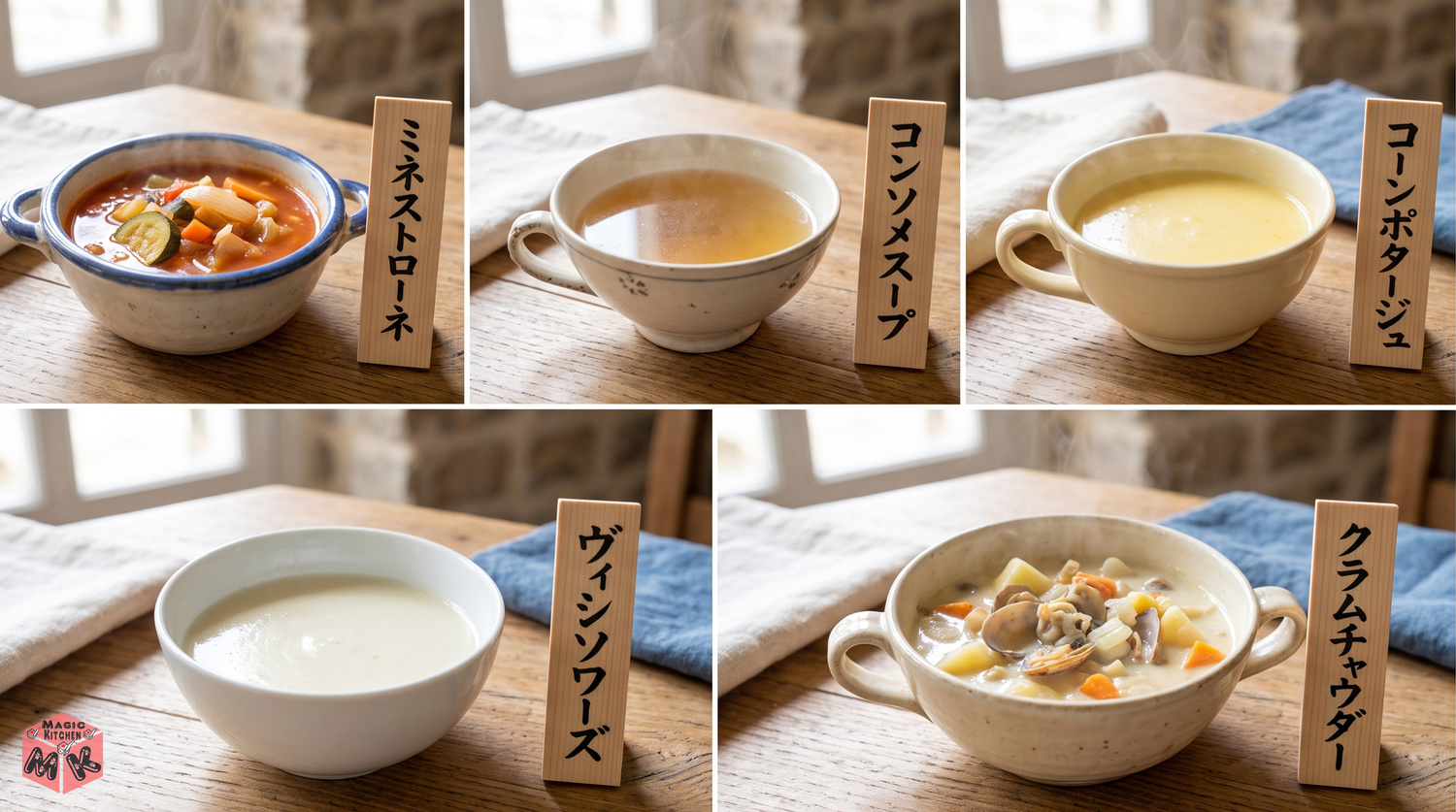 ガレットに合うスープ5選のコラージュ
