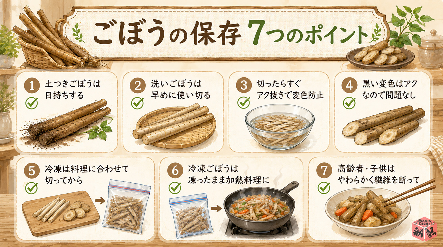 ごぼう保存の7つのポイントまとめ