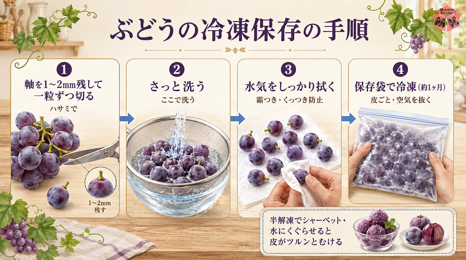 ぶどうの冷凍保存のやり方