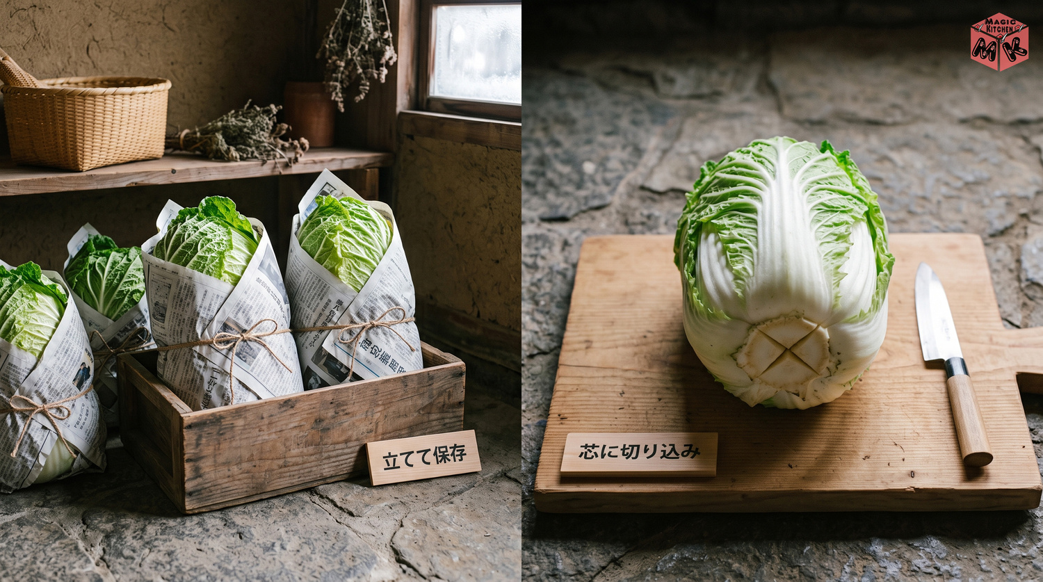 白菜の常温保存 丸ごと立てて