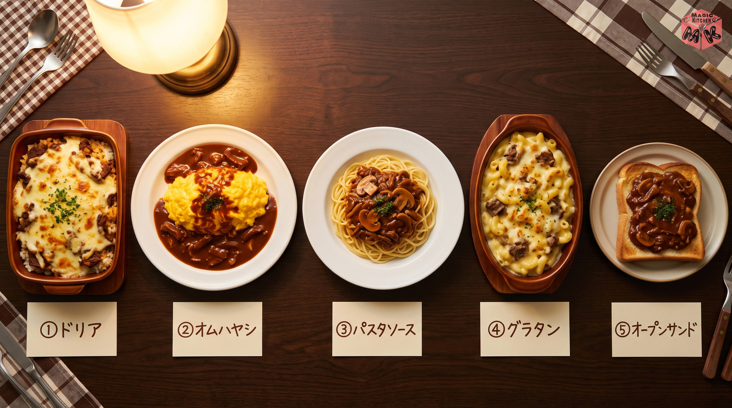 ハッシュドビーフのアレンジ5選のコラージュ