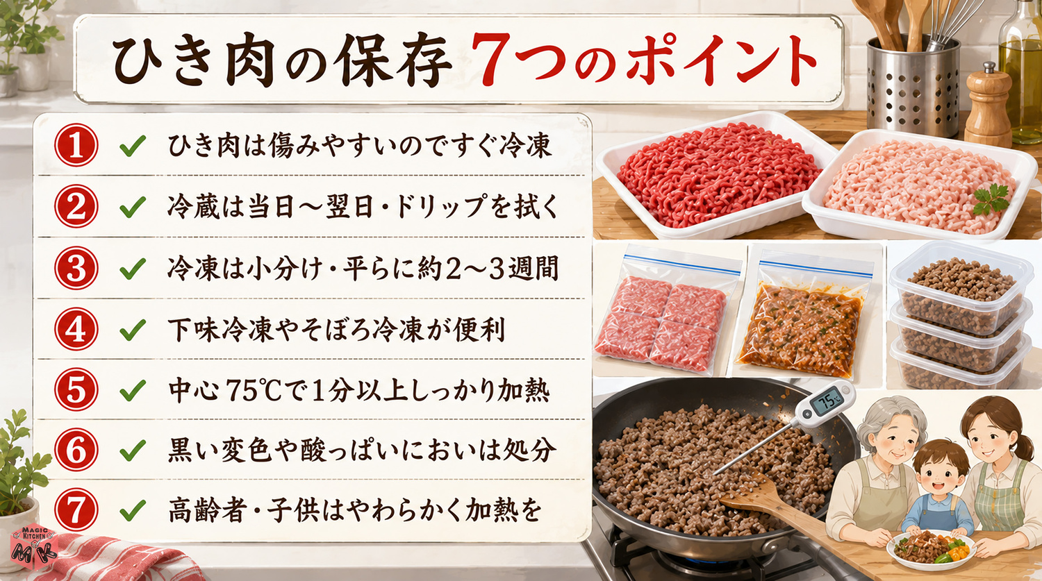 ひき肉保存の7つのポイントまとめ