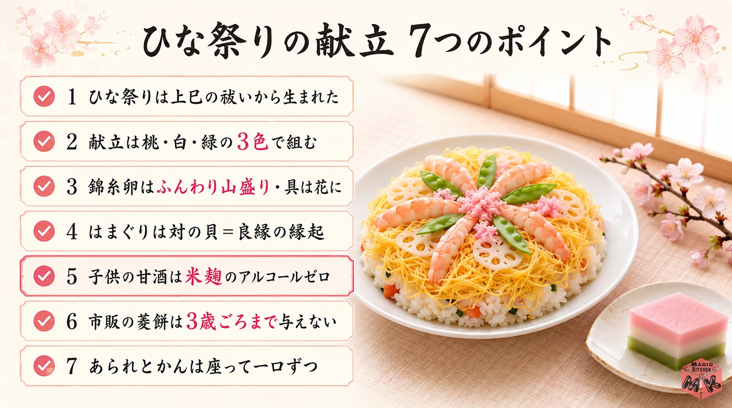 ひな祭りの献立7選のまとめ7つのポイント