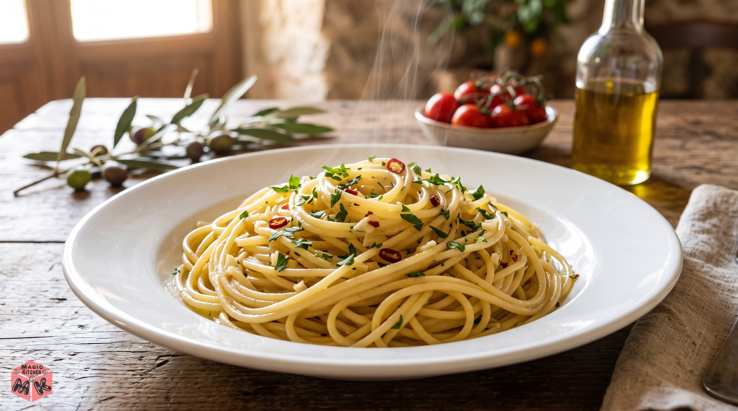 茹で上がったパスタの完成写真