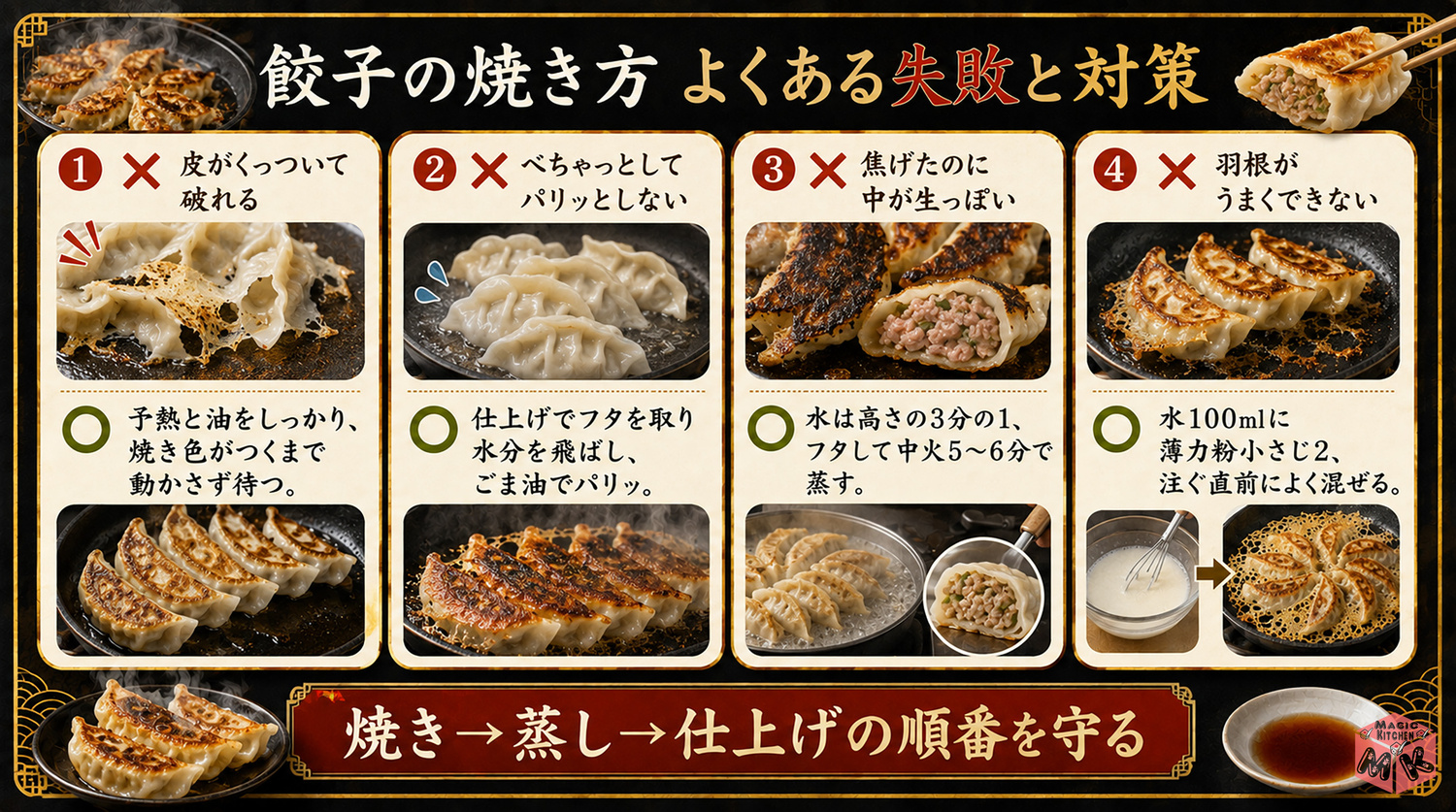 餃子のよくある失敗と対策