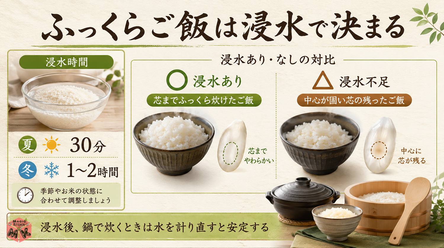 ご飯の浸水のコツ