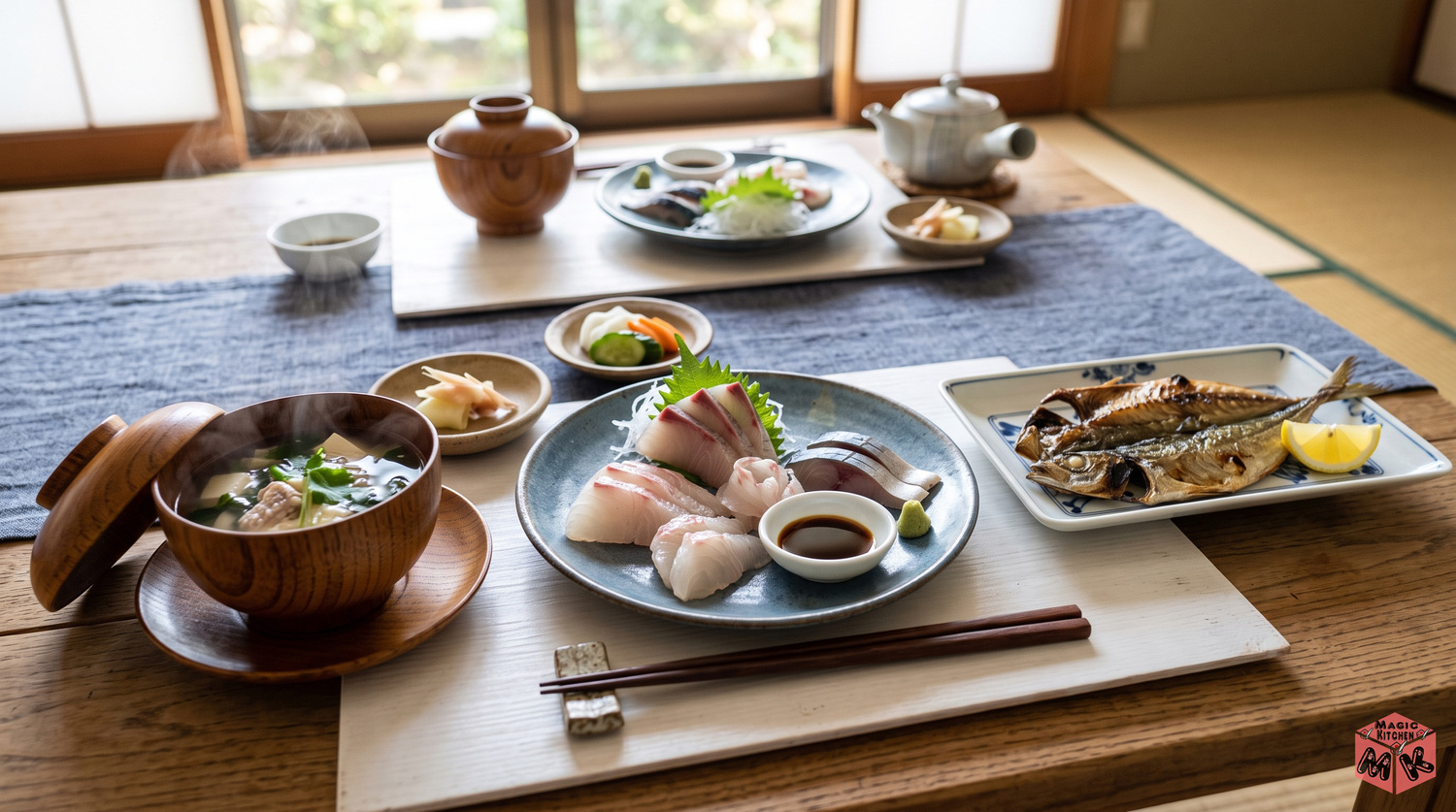 さばいた魚を使った和食の完成イメージ