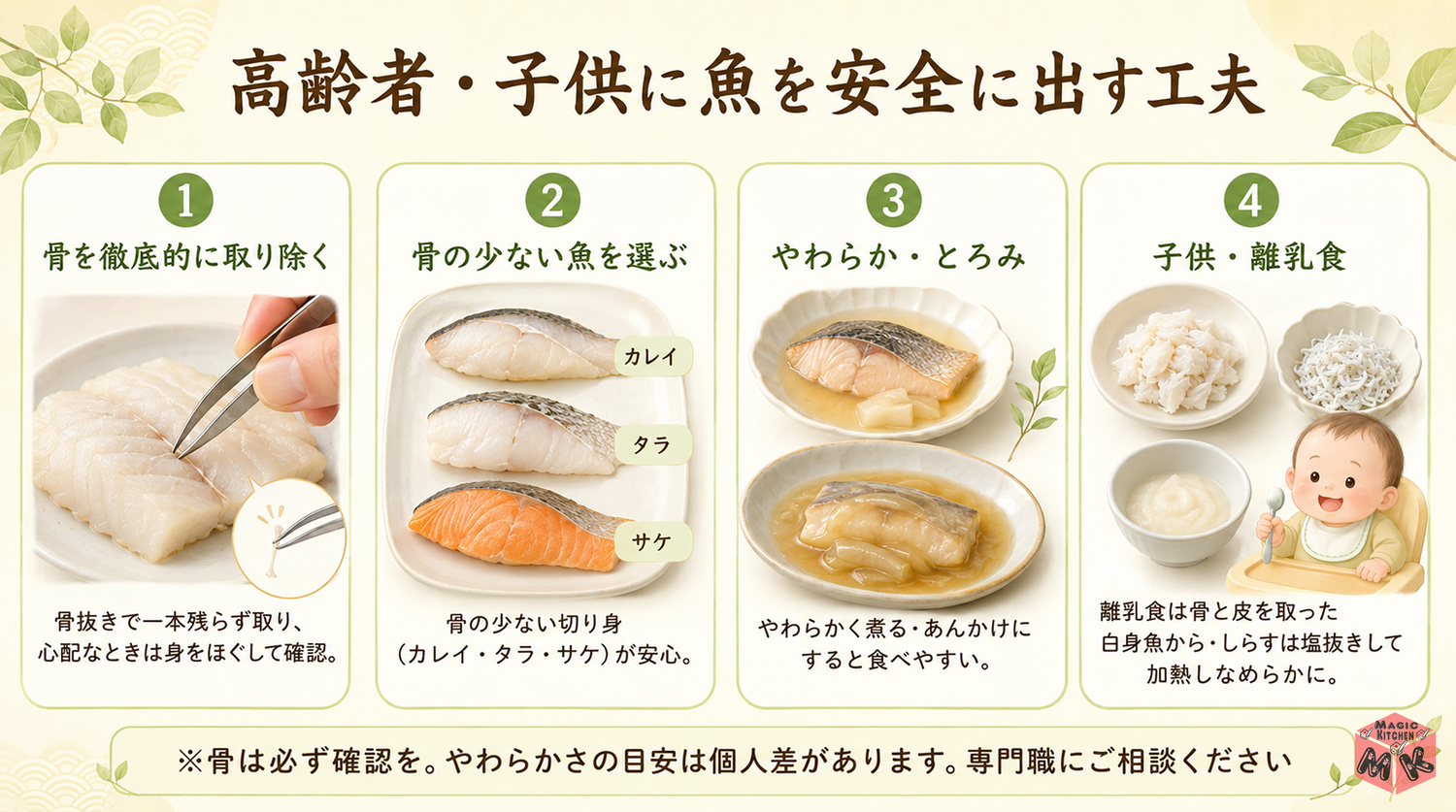 高齢者・子供に魚を出すときの工夫