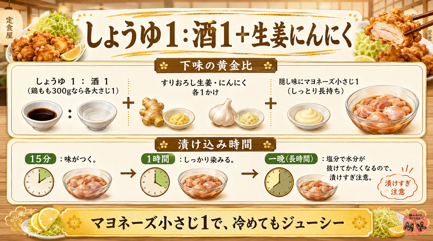 唐揚げの下味の黄金比と漬け込み時間