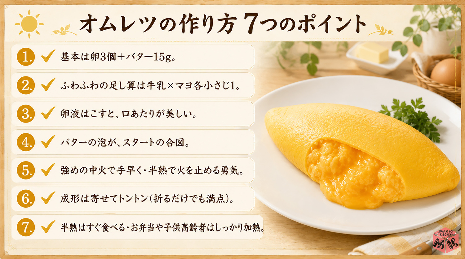 オムレツの作り方の7つのポイントまとめ
