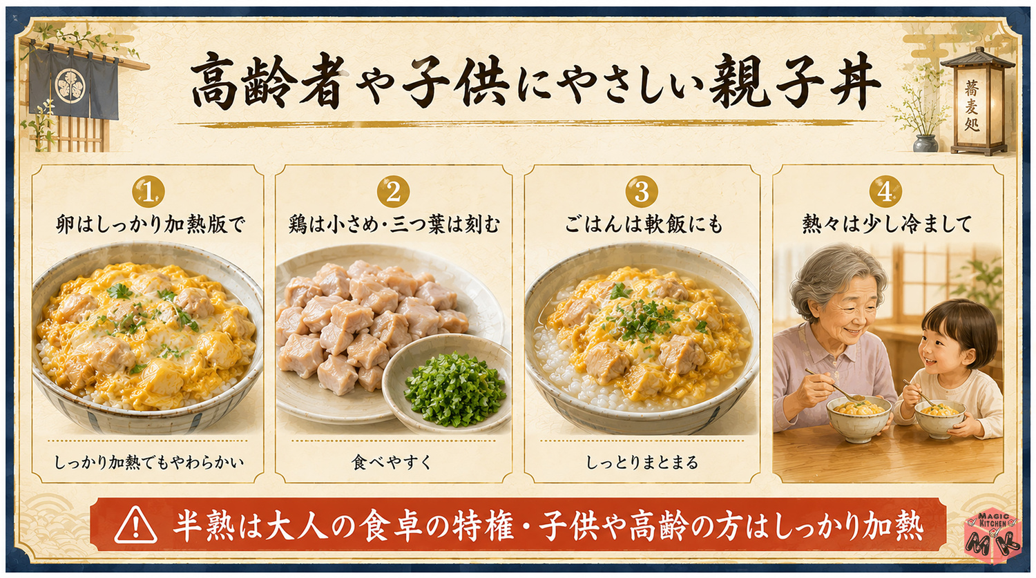 高齢者や子供にやさしい親子丼の介護食写真