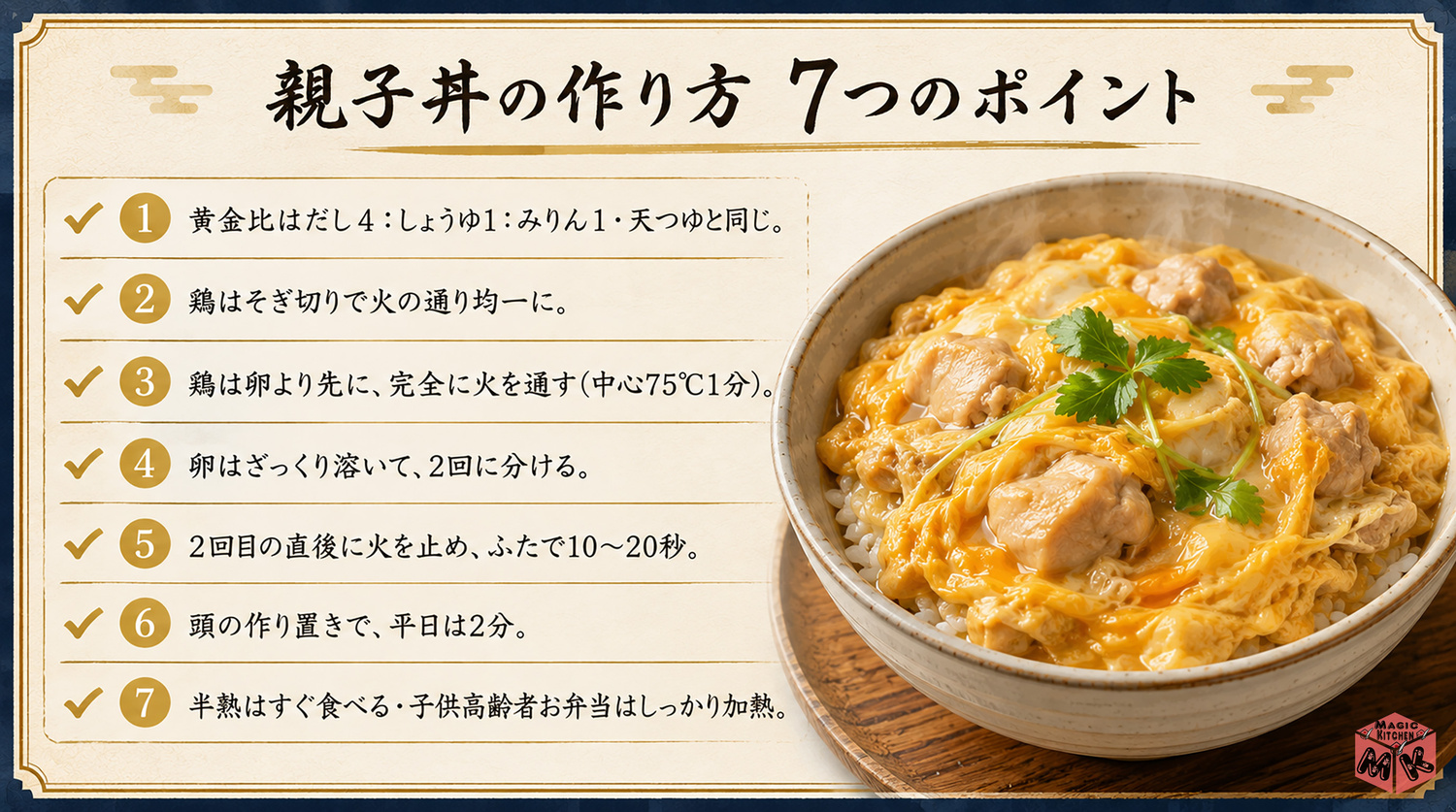 親子丼の作り方のまとめの実写