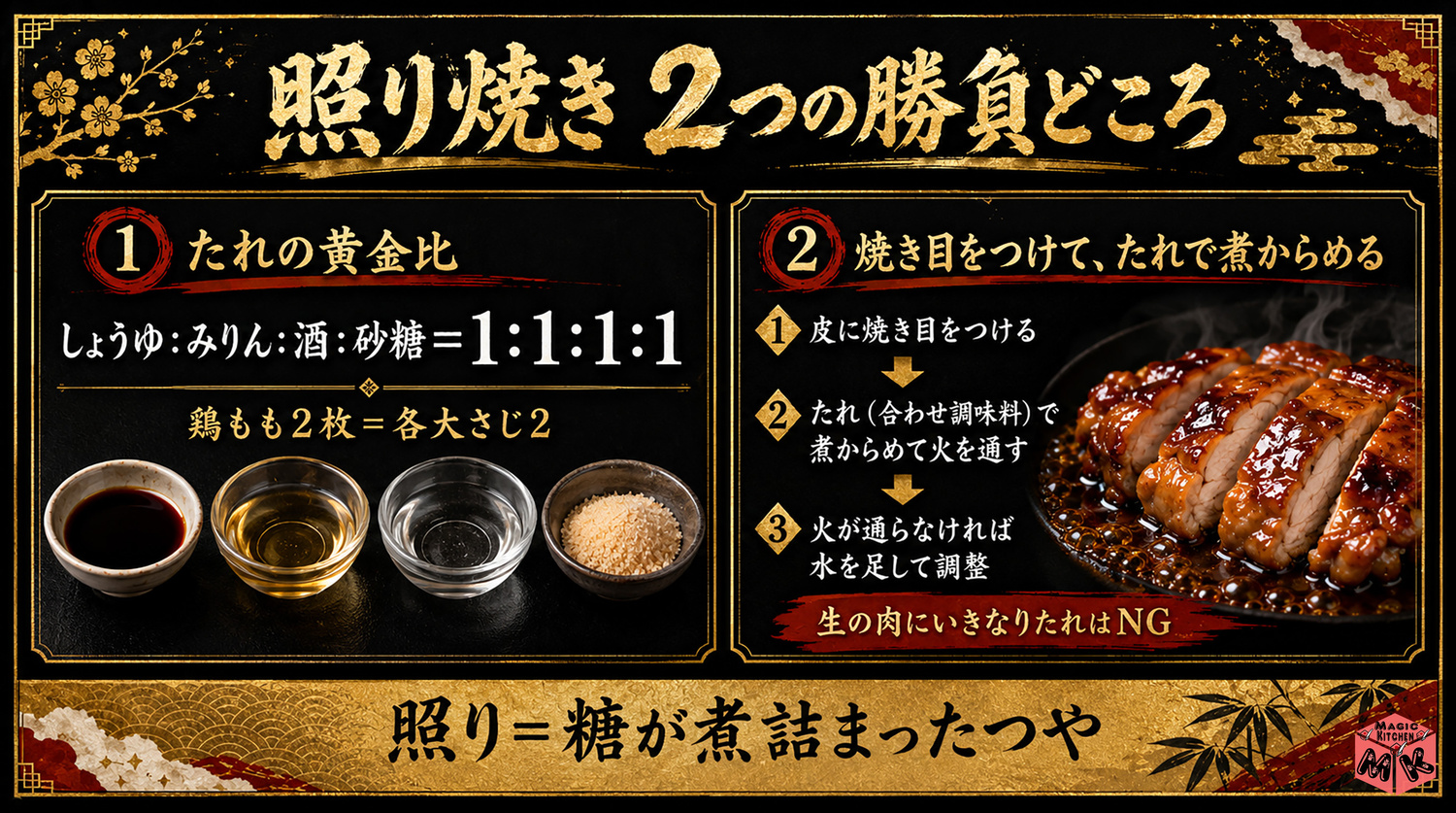 照り焼きの作り方の全体像インフォグラフィック