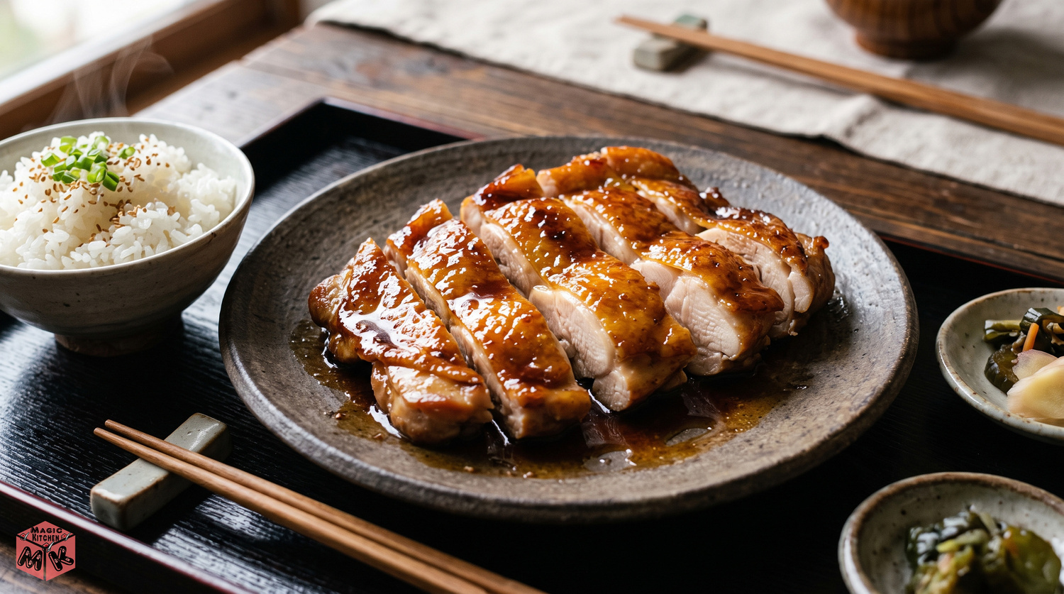完成したつやつや照り焼きの実写