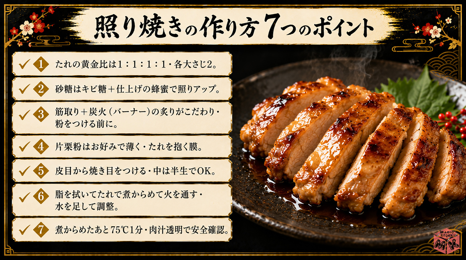 照り焼きの作り方の7つのポイントまとめビジュアル
