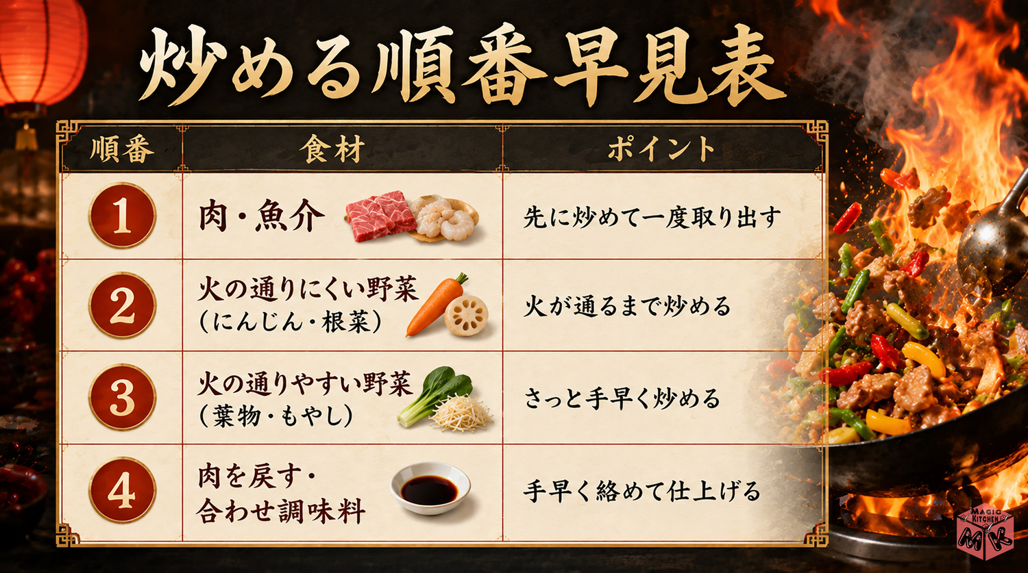 炒め物が水っぽくなる理由と基本の早見表