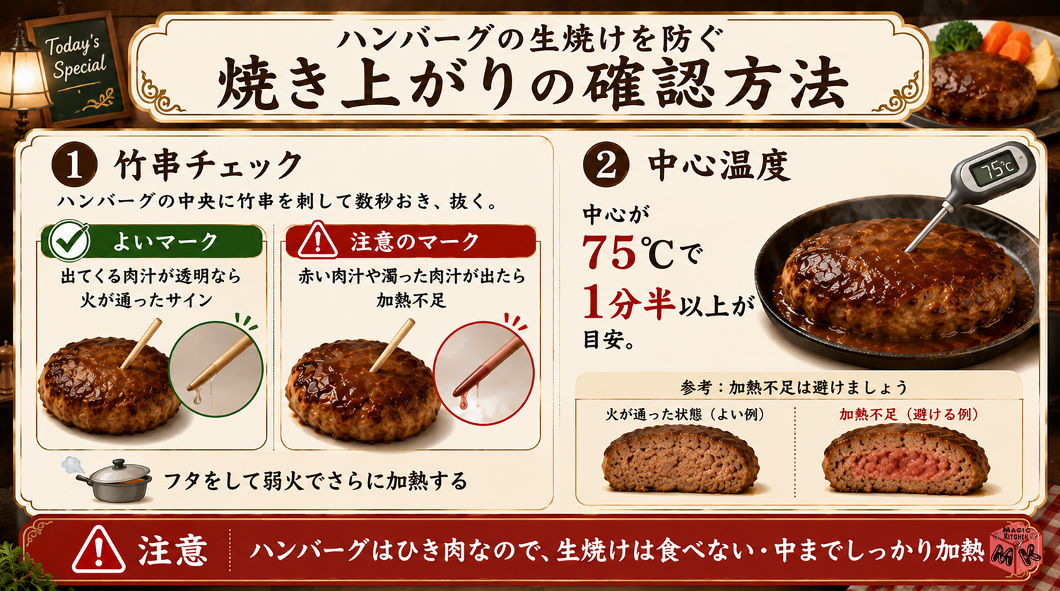 ハンバーグの生焼けを防ぐ確認方法