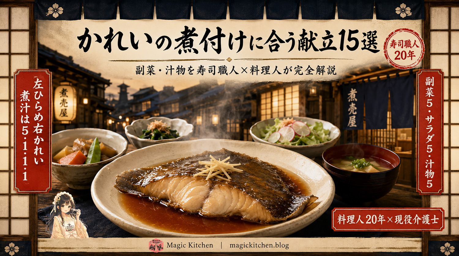 かれいの煮付けの献立のアイキャッチ