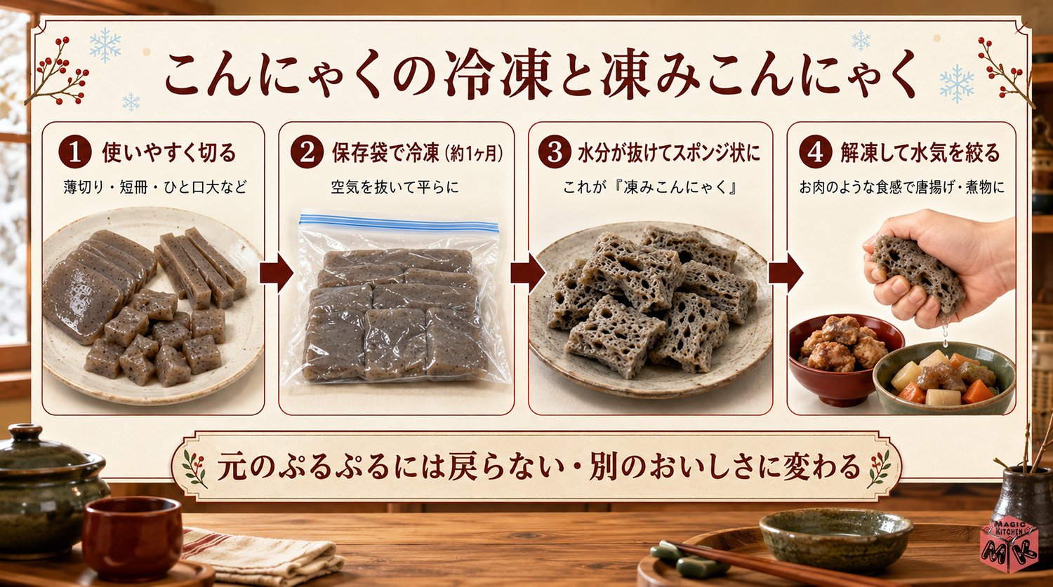 こんにゃくの冷凍保存のやり方